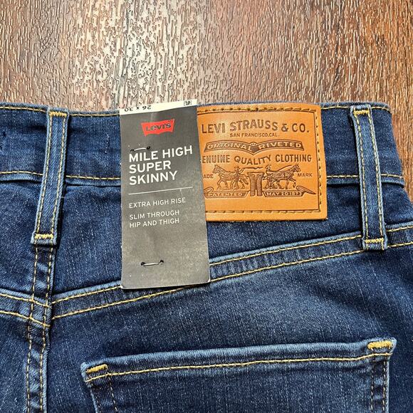 NWT LEVI'S Premium Mile High Super Skinny Jeans in Dark wash SZ 26 - Picture 7 of 12